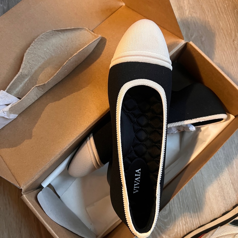 Two-Tone Black and White Ballet Flats